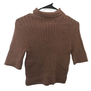 3/$15 Molly green cotton spandex blend light brown knit 3/4 sleeve top